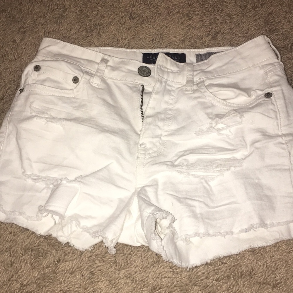 High waisted white Aeropostale jean shorts